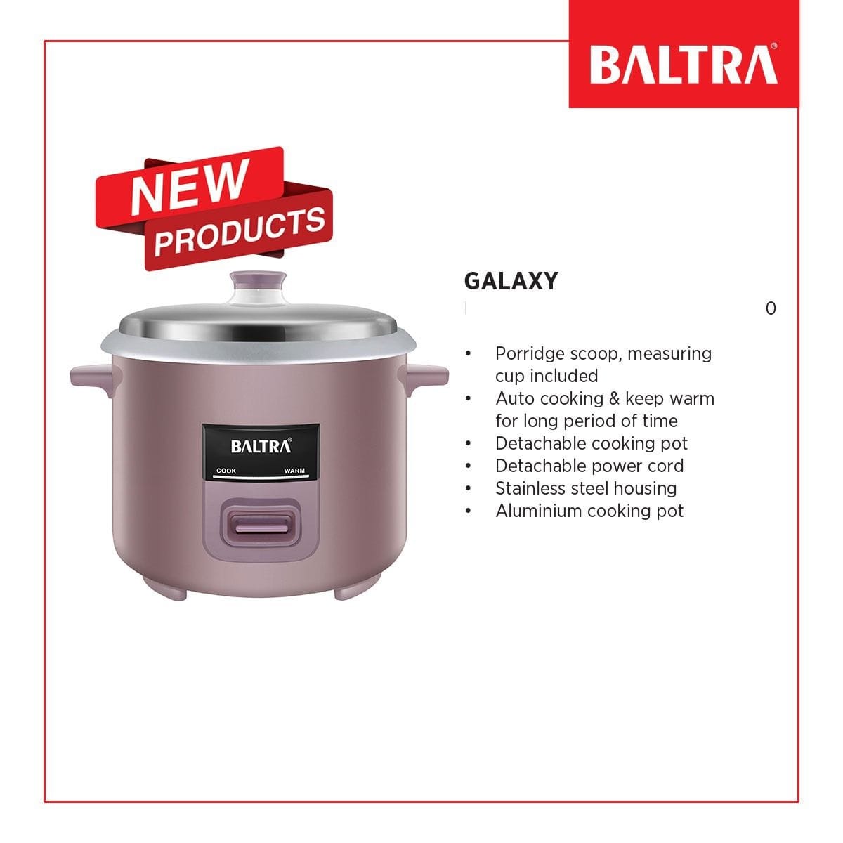 Baltra Rice Cooker Galaxy 2.8 Liters With Stainless Steel Housing - image 2