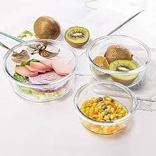 Microwave Borosilicate Glass Container Storage Pot Bowl With BPA Free Air Vent Plastic Lid Set Of 3 Pcs 400 Ml 650 Ml 1000 Ml Round Pink - image 2