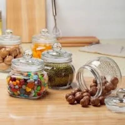Deli Glass Jar Storage Jar Glass Container Air Tight Storage Jar Achar Jar Crystal Clear Glass Jar Pumpkin Jar 500ml - image 1