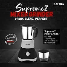 BALTRA Mixer Grinder | Supreme 2 | 550 Watt | 1200 Ml Blending Jar | 400 Ml Chutney Jar | 24 Months Warranty On Motor - image 3