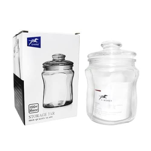Air Tight Storage Jar Achar Jar Crystal Clear Glass Jar Octagonal 1000ml - image 1