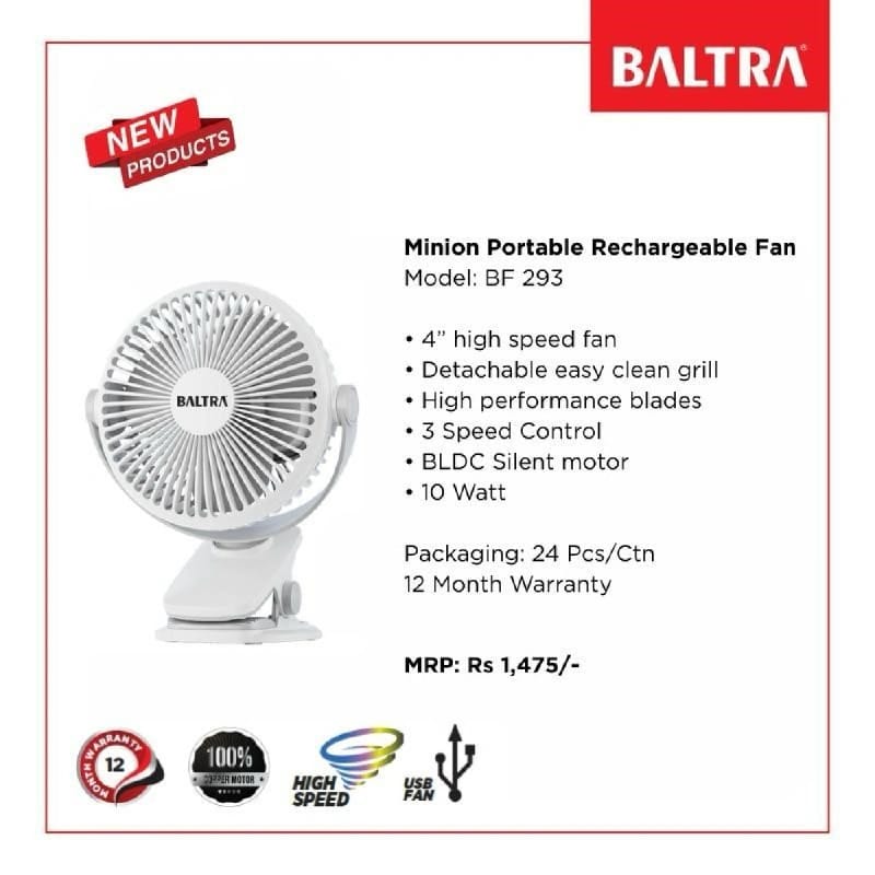 Baltra Portable Rechargebale Fan | Minion Bf 293 - image 3