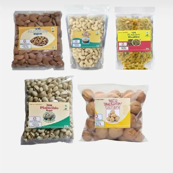 Mix Dry Fruits Combo Pack – 5 In 1 Nuts & Raisins – 1 Kg (Walnut, Cashew, Green Kismis, Pista, Almond – 200 Gm Each) - image 1