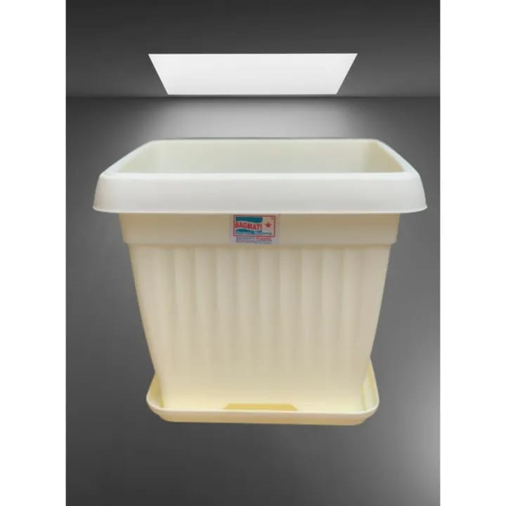 8 Inch White Color Square Planter With Lid - image 1