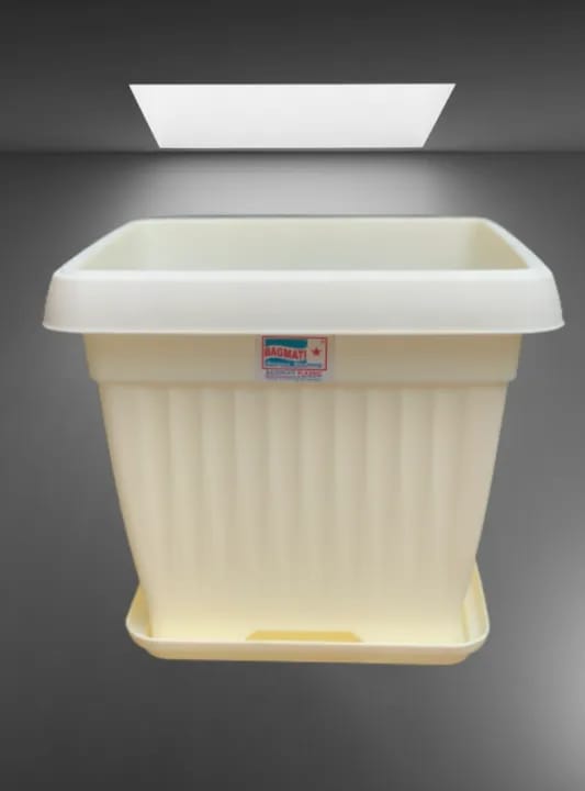 8 Inch White Color Square Planter With Lid - image 2