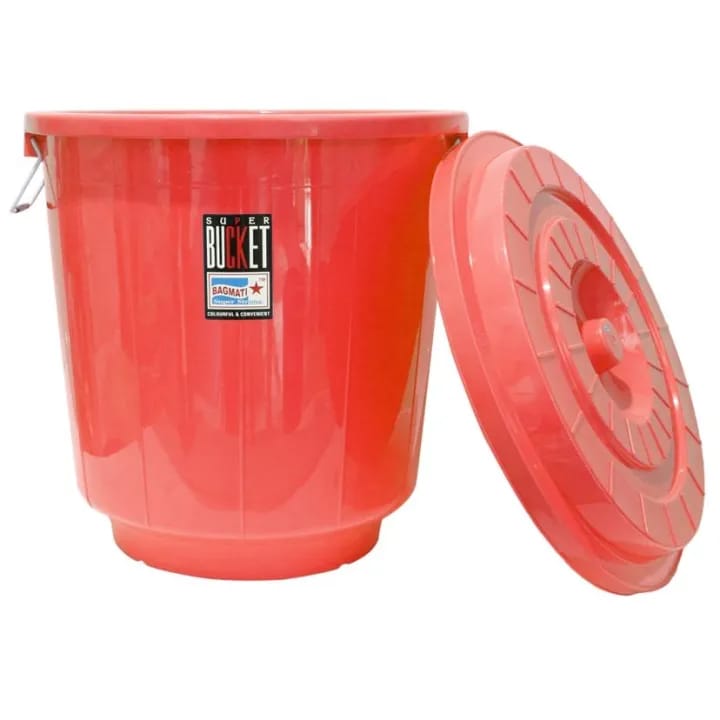 Red Color Bucket With Lid 25Ltr