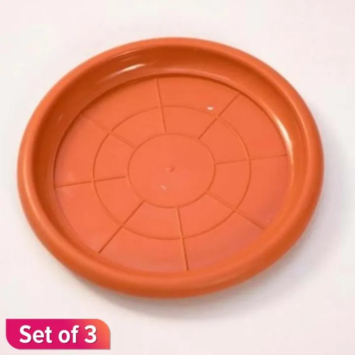 Plastic Material Quality Product Attractive look 100 % Efficient Pack Of 3 Orange Color 9 Inch Diameter Gamala Plate - image 2