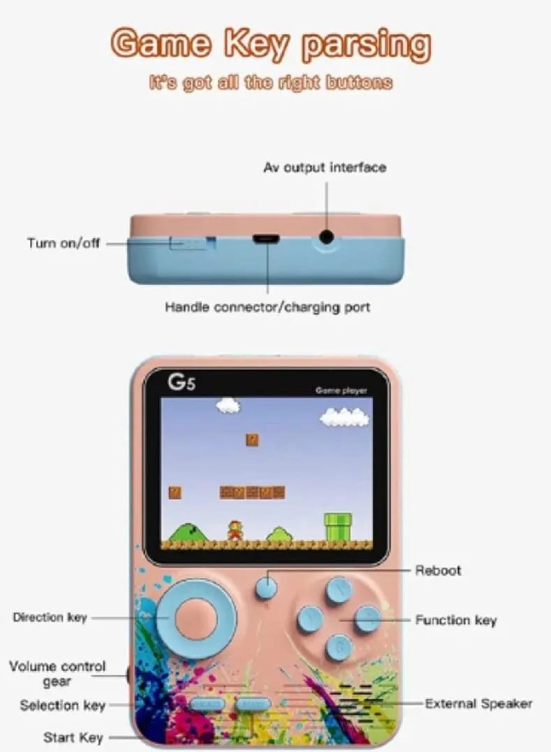 GS Handheld Game Box Classic Game Player Built In 500 Games Mini Retro Gaming Console Retro Console 3.0 Inch LCD Screen - image 4