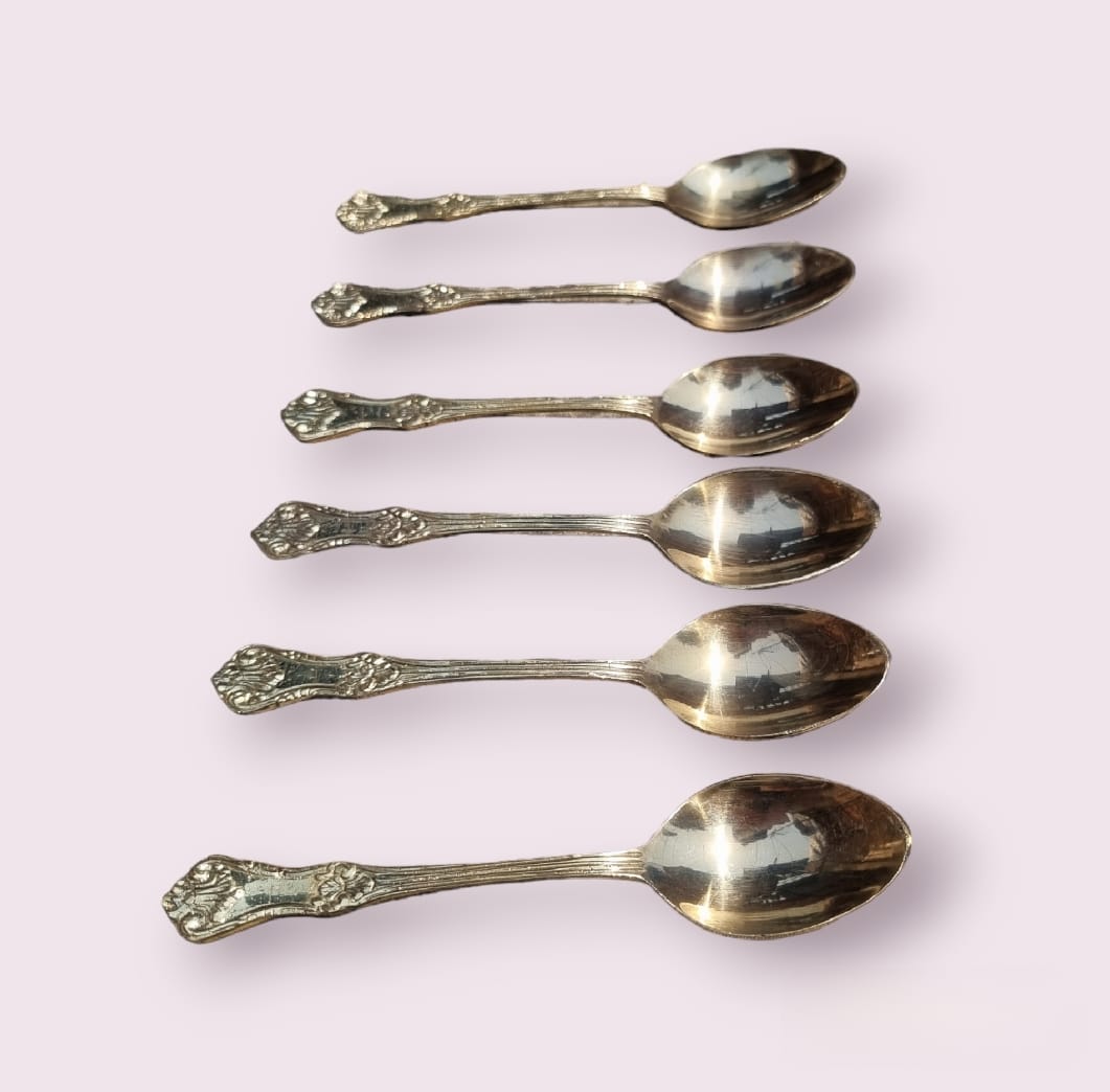6 Pcs Brass Spoon Set 6.5 Inch