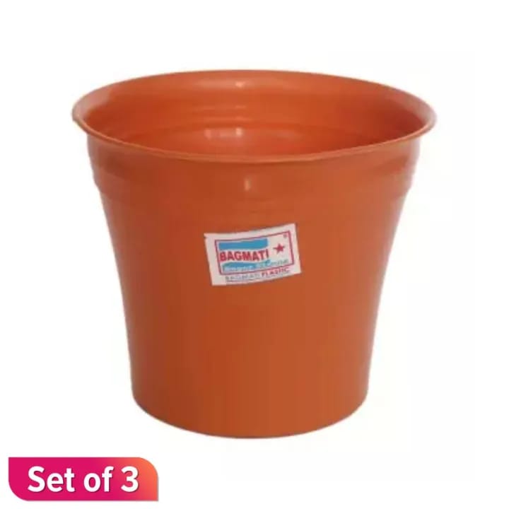 Pack Of 3 Orange Color Nature Planter / Gamala 7Inch