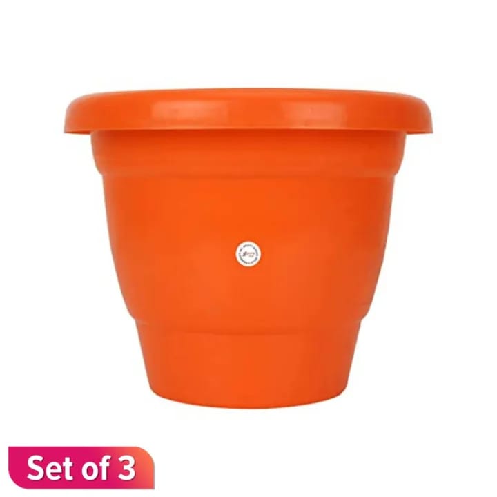 Pack Of 3 Orange Color Pot Without Plate 8Inch
