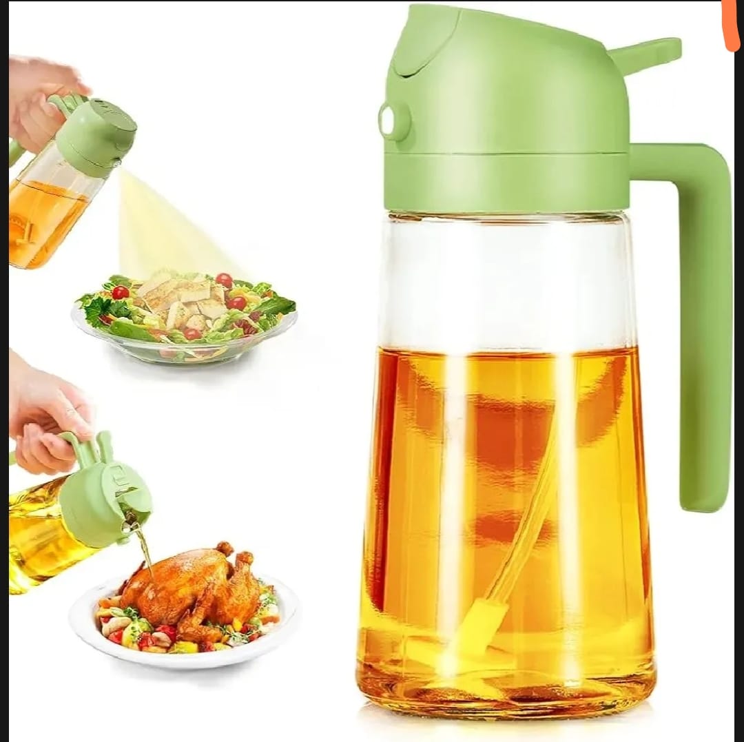 2 In 1 Oil spray And Oil Container , 450 Ml Olive Oil Spray Bottle , Cooking Oil Spray Glass Used For Air Fryer , Baking , Griling
