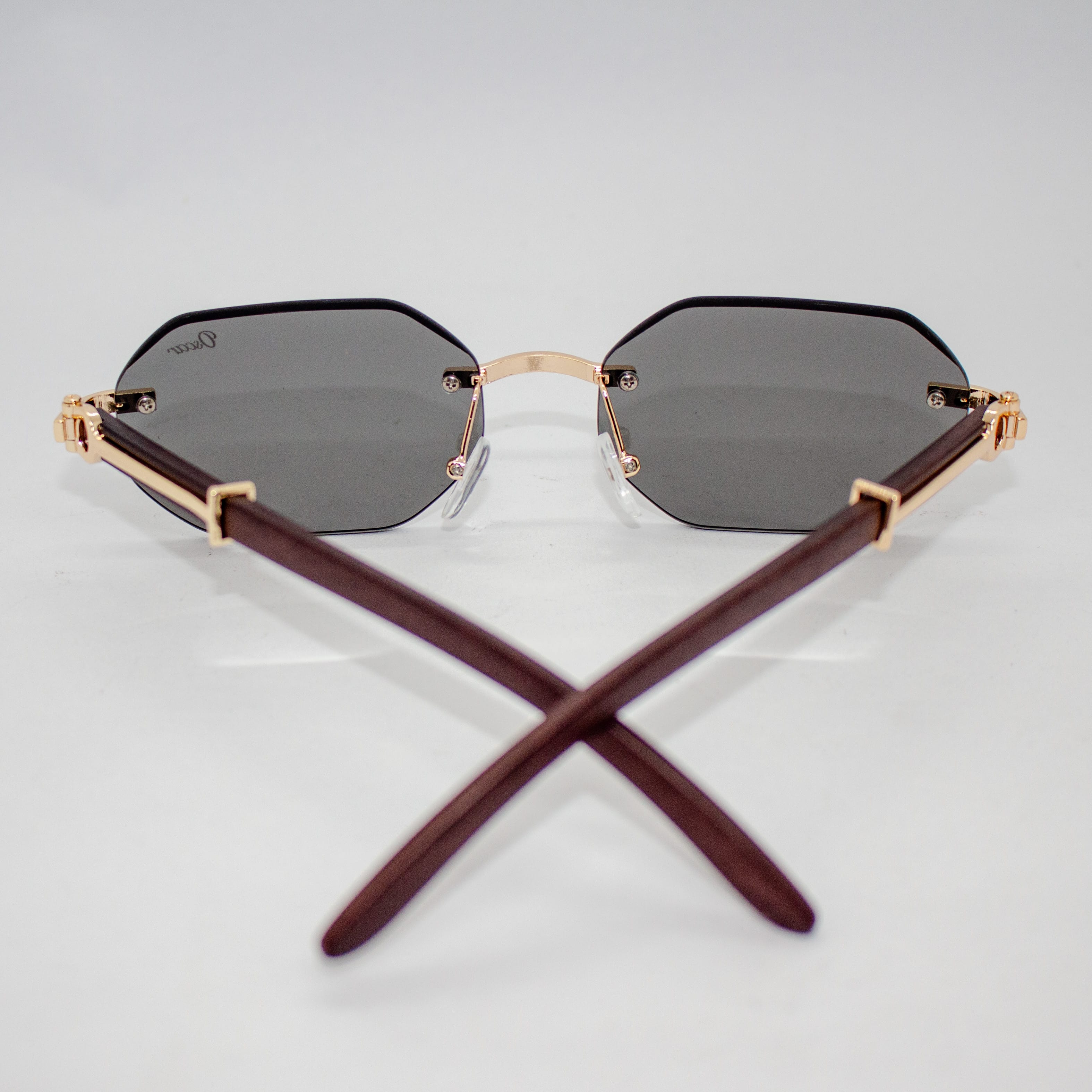 Oscar Fashion hexa Design Metal Frameless Sunlgasses For Women - image 4