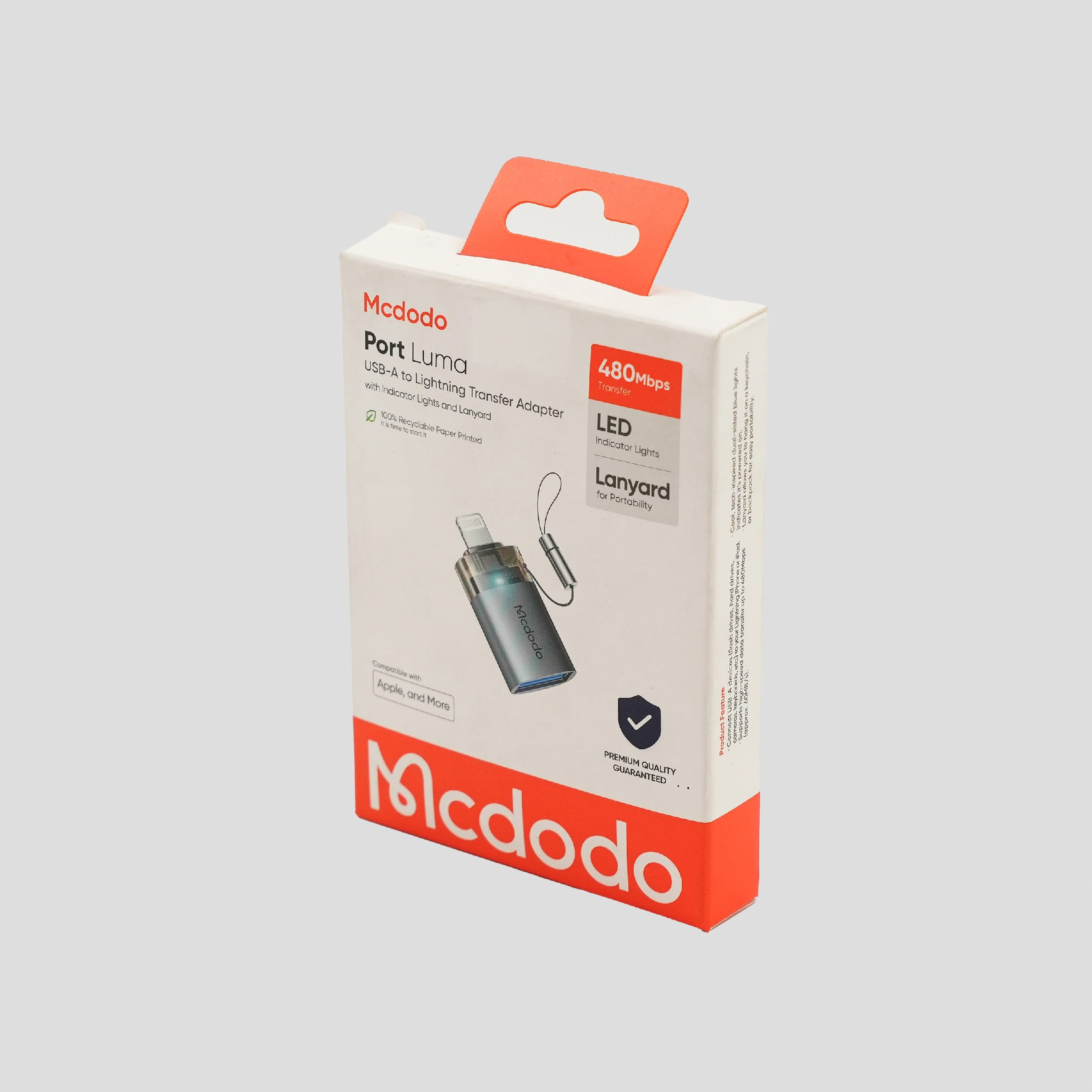 Mcdodo Port Luma USB-A To Lightning Transfer Adapter Fast Charging & Data Sync Converter