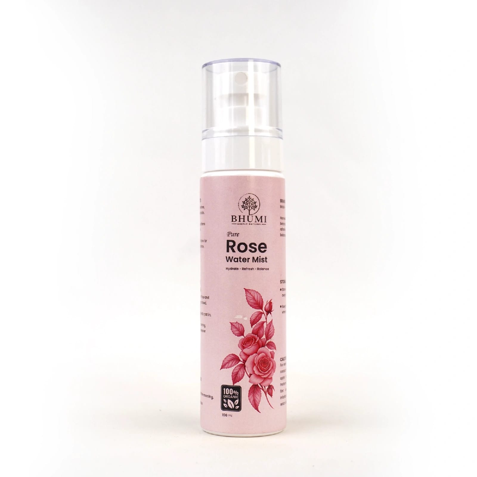 Bhumi Pure Rose Water Mist – 100% Organic Facial Toner & Skin Hydrator (100ml) - image 1