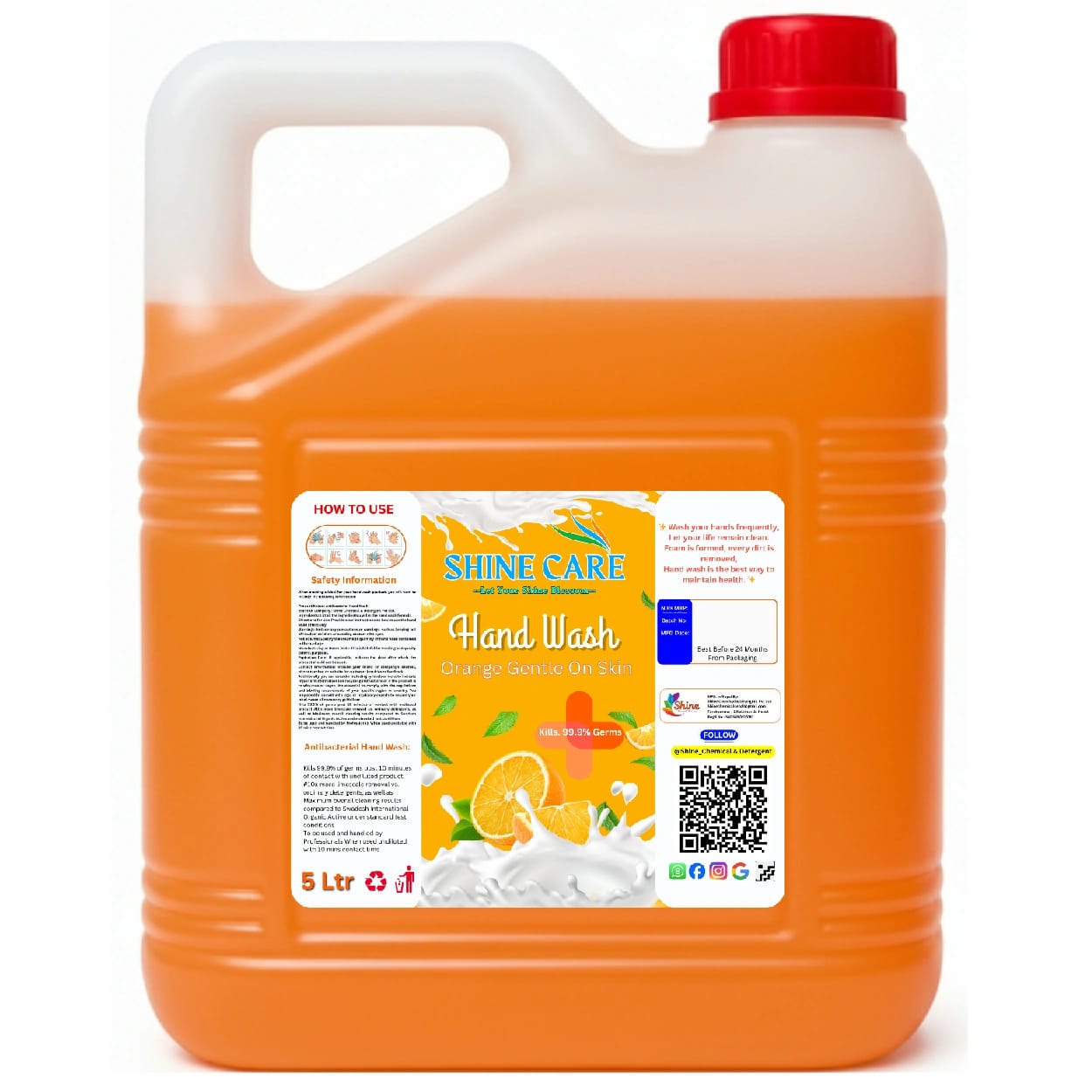 Shine Clean Handwash Liquid Gel 5 Ltr
