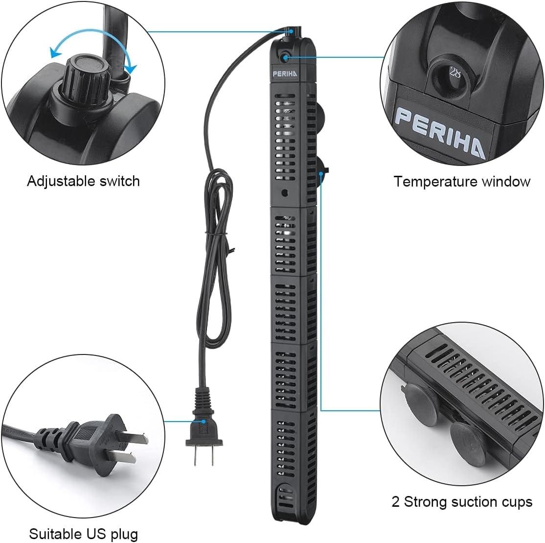 Periha 100w Automatic Aquarium Heater With Protective Case By Crown Aquatics - image 2