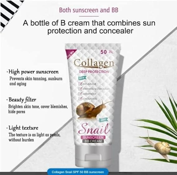 BB Sunscreen Cream Spf 50 Anti UVA/UVB Collagen Snail Suncream Ls Mall - image 2