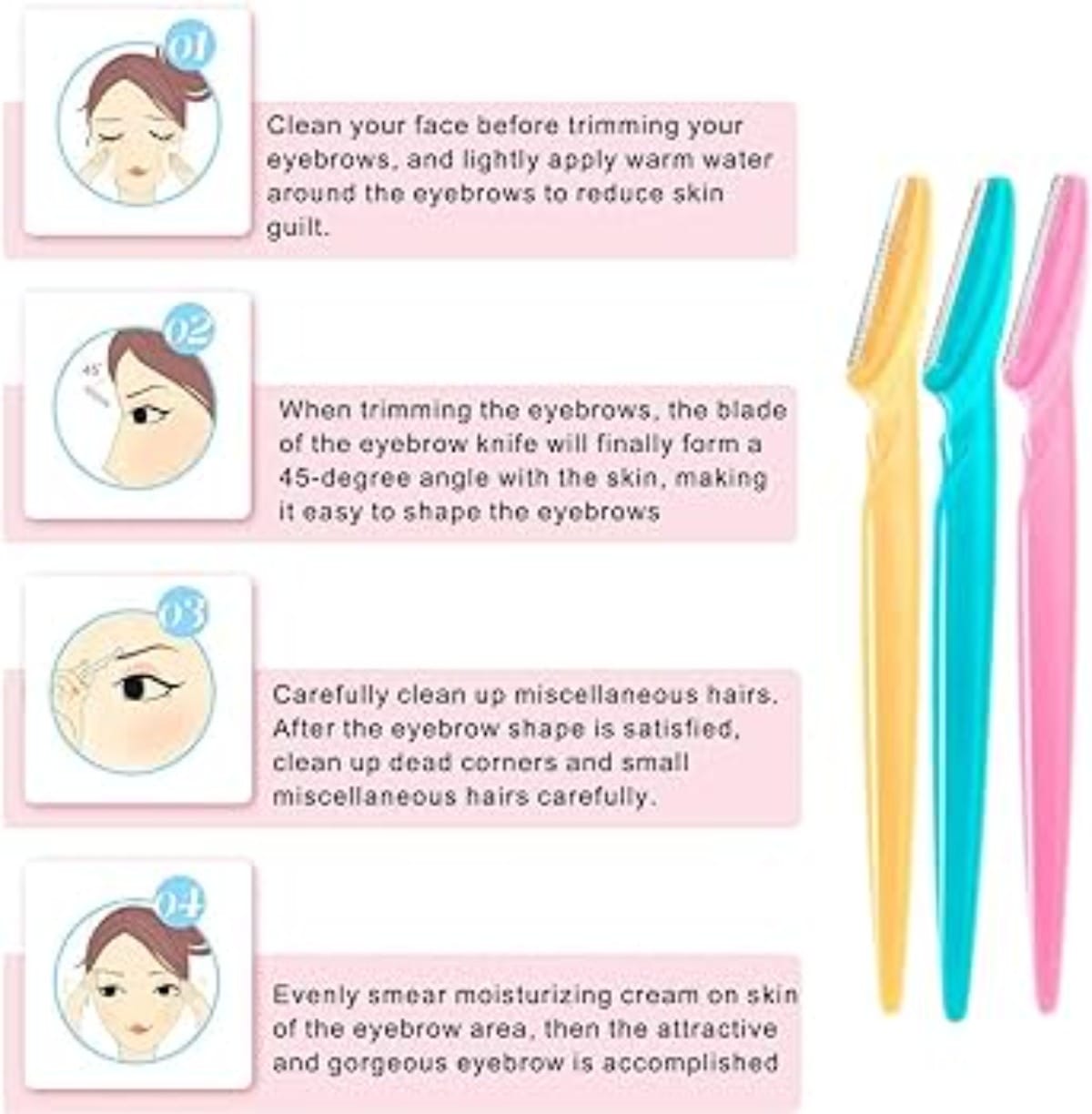 Stainless Steel Zig Zag Face & Eyebrow Razor For Women Pack Of 3 Dermaplaning Facial Shaver - image 5