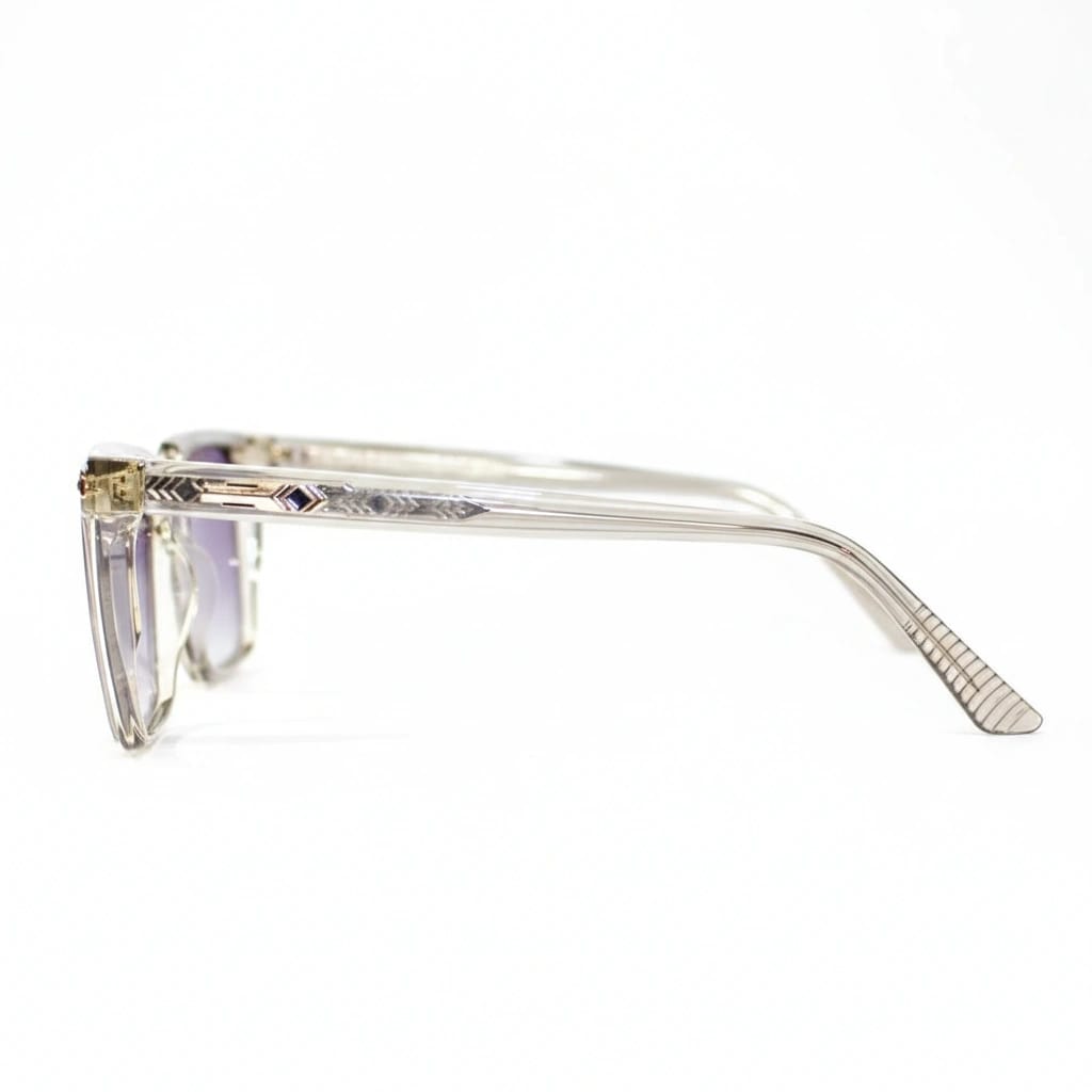 Women'S Oversized Square Sunglasses - Crystal Grey Transparent Frame With Purple Gradient Lenses And Ornate Gold Temples - image 2