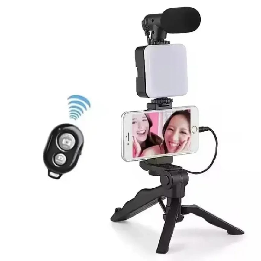 Video Making Kit / Vlogger Kits Microphone LED Fill Light Mini Tripod For Phone Vlog Video Recording Condenser With BT Remote - Oju Store - image 1