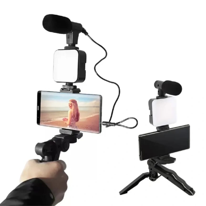 Video Making Kit / Vlogger Kits Microphone LED Fill Light Mini Tripod For Phone Vlog Video Recording Condenser With BT Remote - Oju Store - image 3