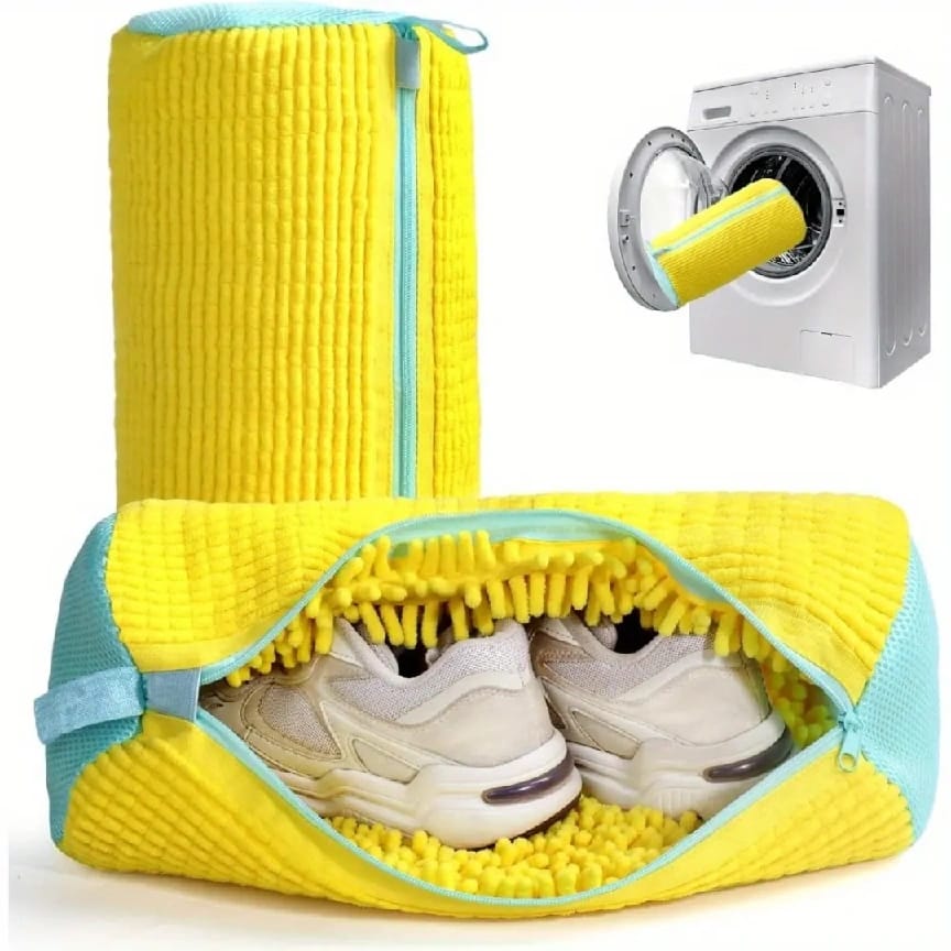 360° Microfiber Shoe Washing Bag With Zipper | Reusable Laundry Shoe Cleaner Pouch For Washing Machine | Noise & Damage Protection | Fits All Shoe Sizes (Multicolor) - Ojustore - image 1