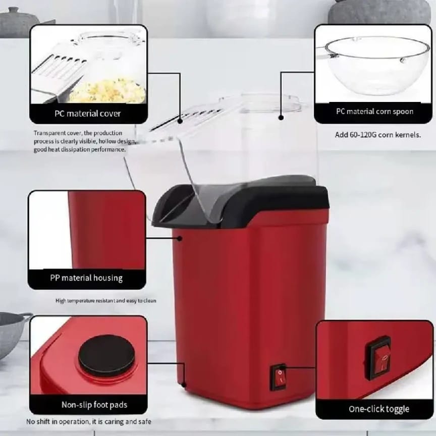 Electric Hot Air Popcorn Maker Machine – Oil-Free Automatic Popcorn & Multipurpose Snack Maker For Home - Ojustore - image 4