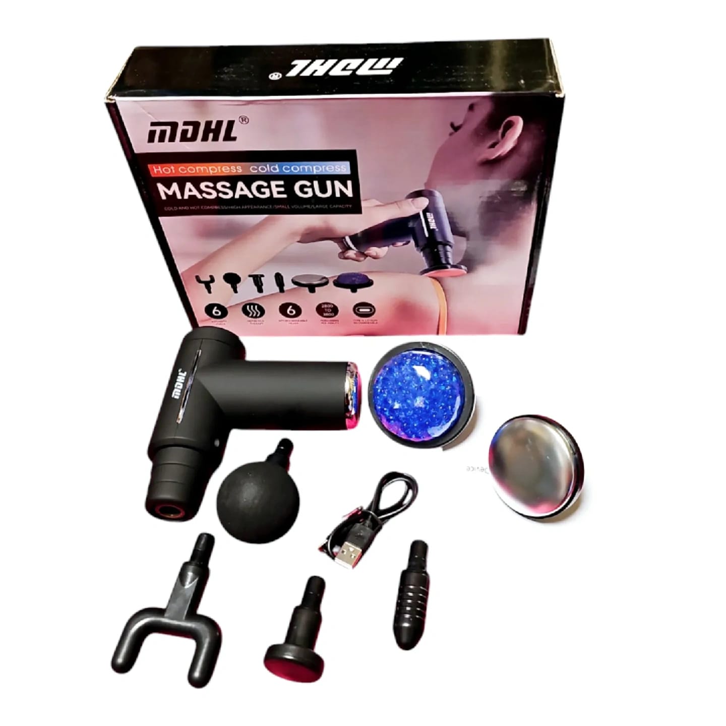 Massage Gun 6 Gear With Hot & Cold Compress Muscle Recovery Deep Tissue Massager Pain Relief Fitness Recovery Relaxation SelfCare AthleteRecovery Touch Sensor - Oju Store - image 2