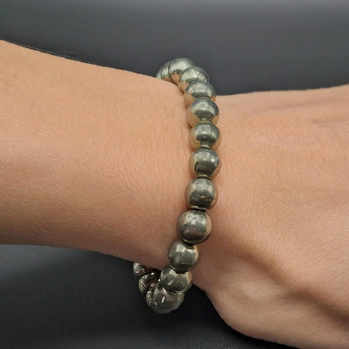 Natural Pyrite Healing Crystal Bracelet | 8–8.5mm Round Beads | Stretchable Jewelry For Prosperity, Confidence & Protection - Ojustore - image 4
