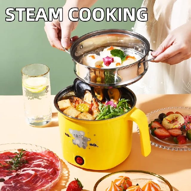MTS 1.8L Multifunction Electric Cooking Pot With Stainless Steel Steamer | 2-In-1 Electric Cooker, Boiler, Frying & Steaming Pot - Ojustore - image 4