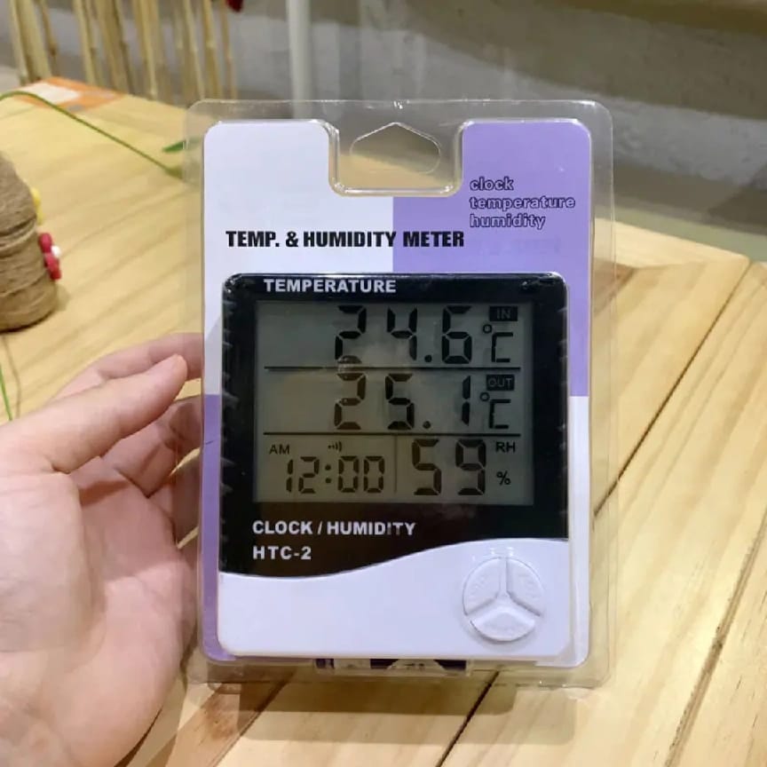 HTC-2 Digital LCD Temperature & Humidity Meter With Clock & Outdoor Sensor | Indoor Thermometer Hygrometer - Ojustore - image 5