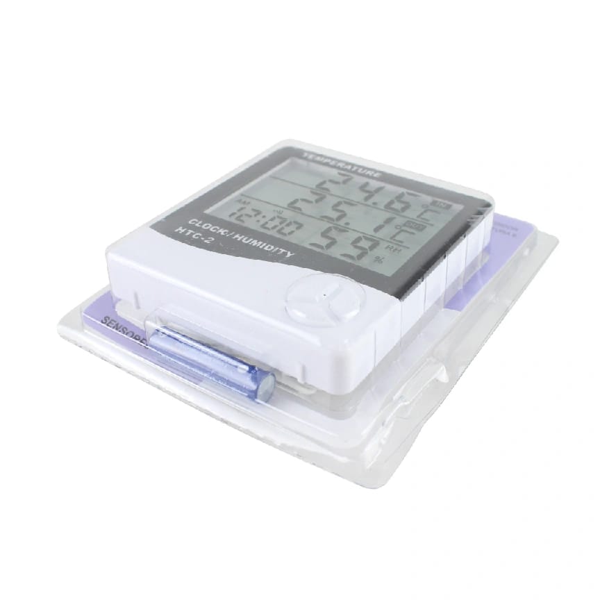 HTC-2 Digital LCD Temperature & Humidity Meter With Clock & Outdoor Sensor | Indoor Thermometer Hygrometer - Ojustore - image 4