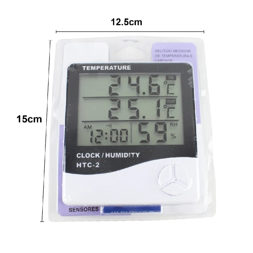 HTC-2 Digital LCD Temperature & Humidity Meter With Clock & Outdoor Sensor | Indoor Thermometer Hygrometer - Ojustore - image 3
