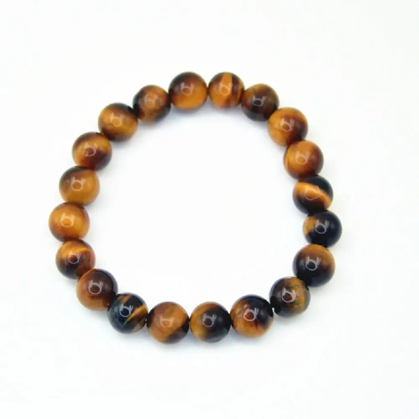 Original 8MM Natural Tiger Eye Gemstone Bracelet For Men & Women | Adjustable Handmade Crystal Beaded Bracelet | Protection, Confidence & Good Luck Wristband - Ojustore - image 1