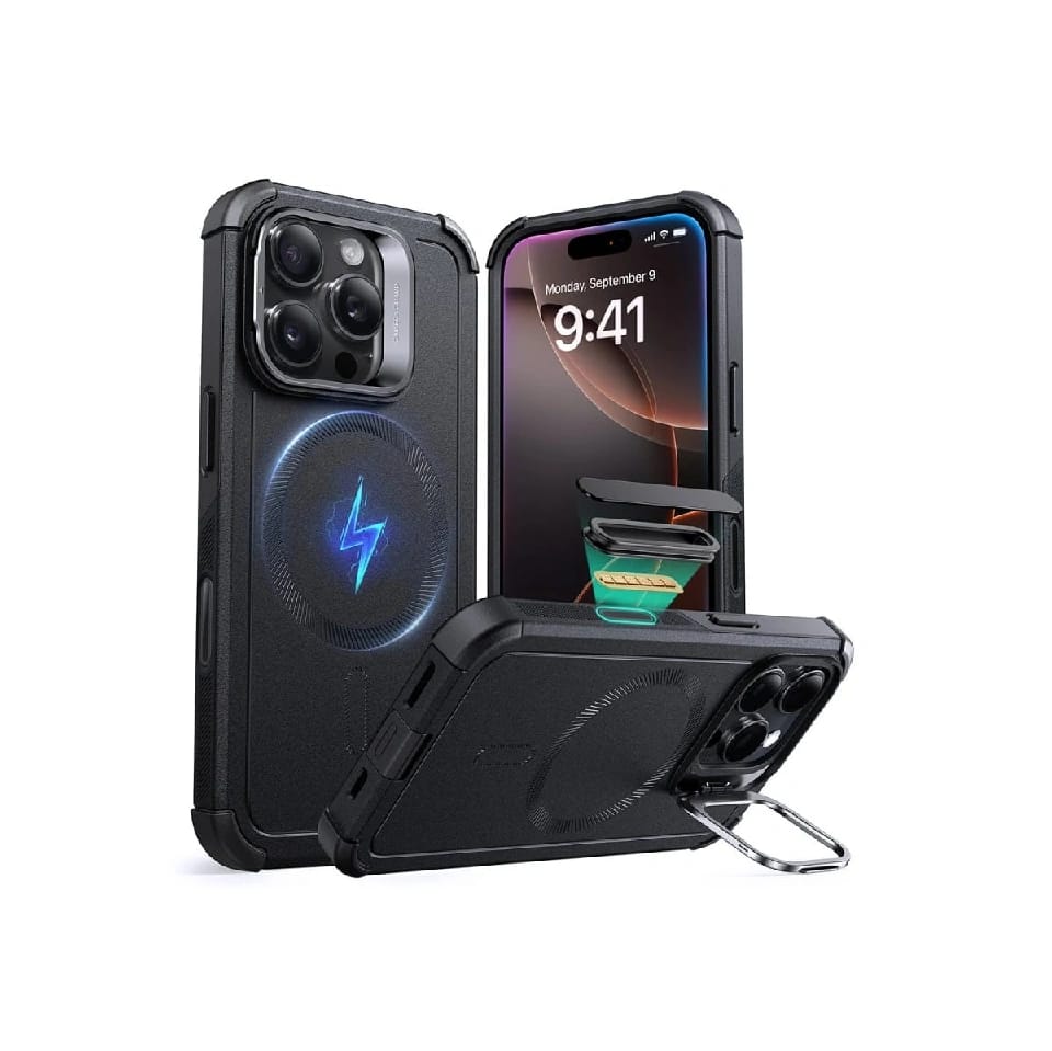 ESR IPhone 16 Pro Cyber Tough Case With Stash Stand (HaloLock) - image 1