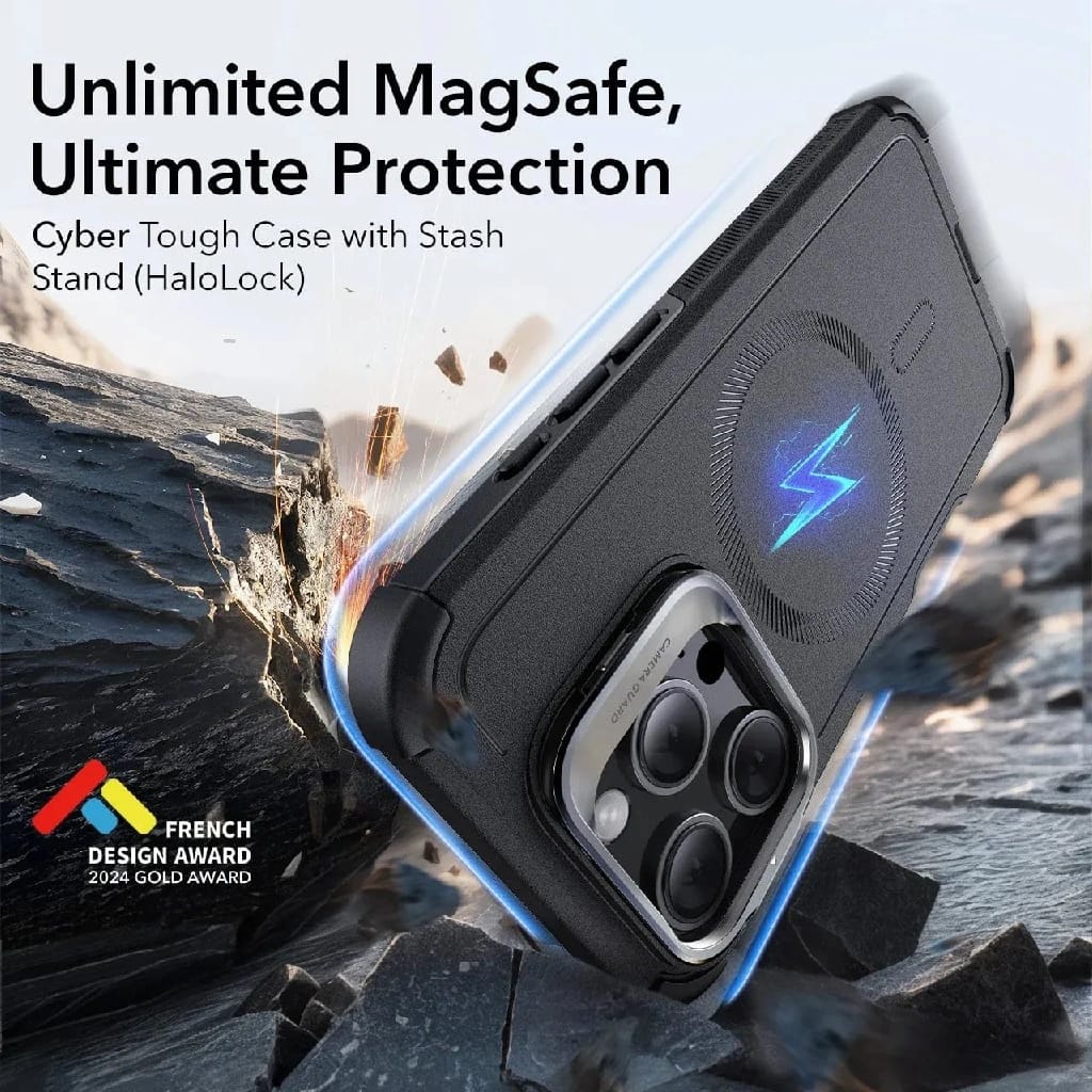 ESR IPhone 16 Pro Cyber Tough Case With Stash Stand (HaloLock) - image 2