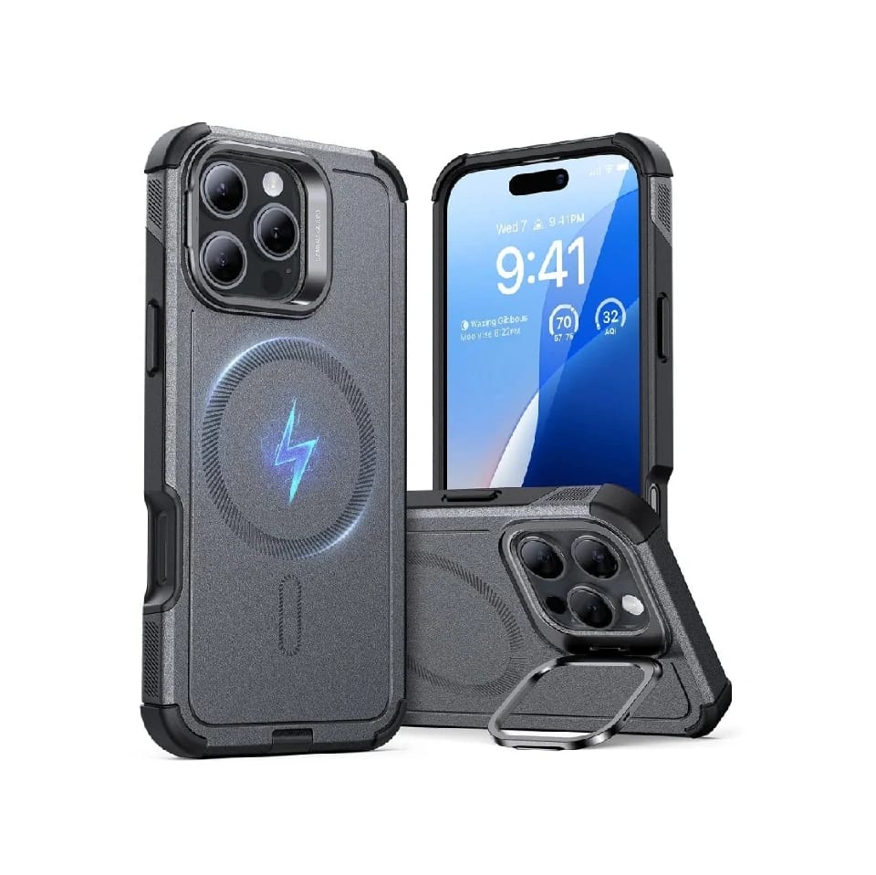 ESR IPhone 16 Pro Max Cyber Tough Case With Stash Stand (HaloLock) - image 1