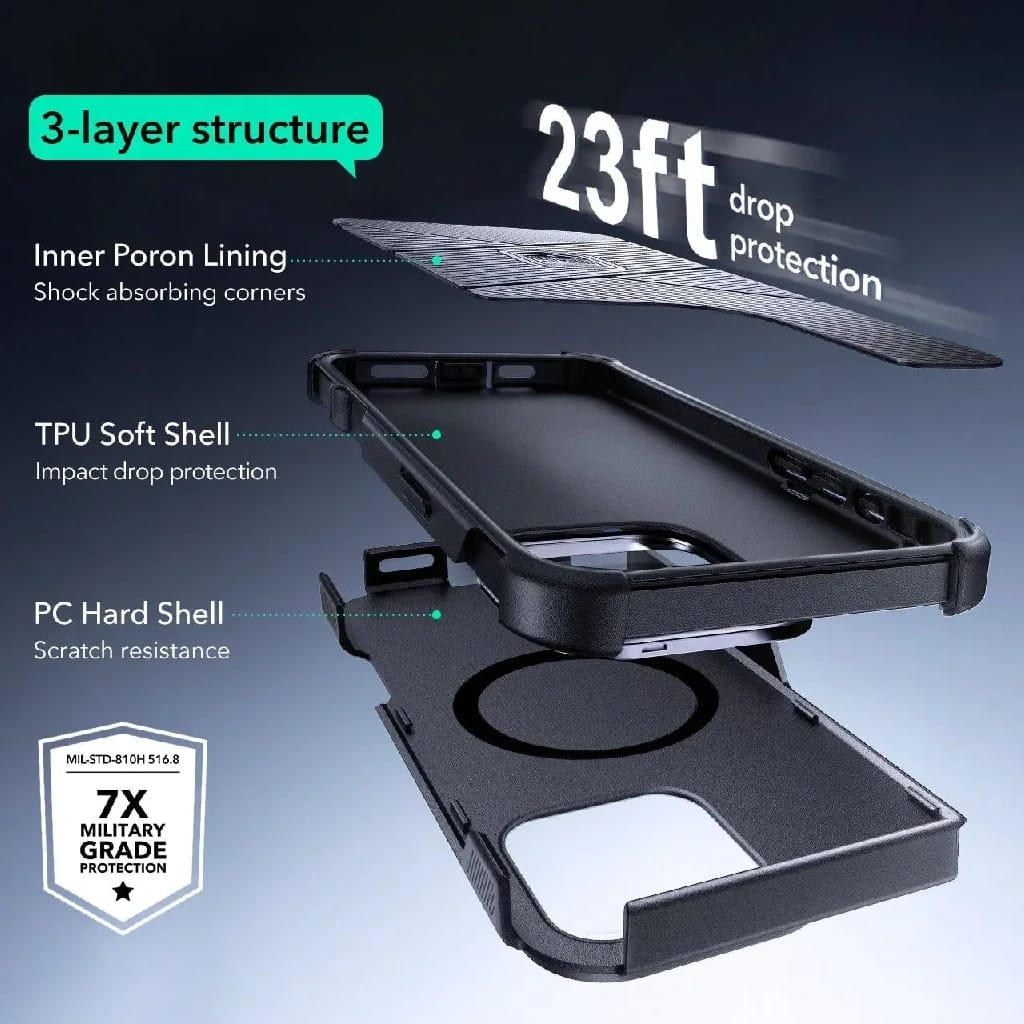 ESR IPhone 16 Pro Max Cyber Tough Case With Stash Stand (HaloLock) - image 3