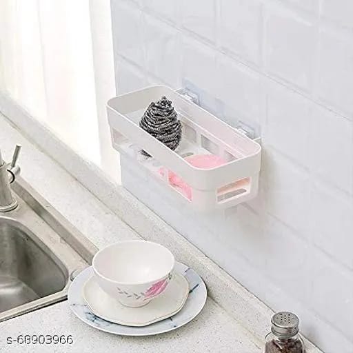 1 Piece Plastic Bathroom Kitchen Storage Organize Shelf Rack Bathroom Shelves Shower Caddy Basket with Wall Mounted - image 3