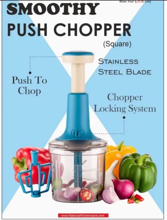 1000ml Food Chopper, Steel Large Manual Hand-Press Vegetable Chopper Mixer Cutter to Cut Onion, Salad, Tomato, Potato (Pack of 1) - image 1