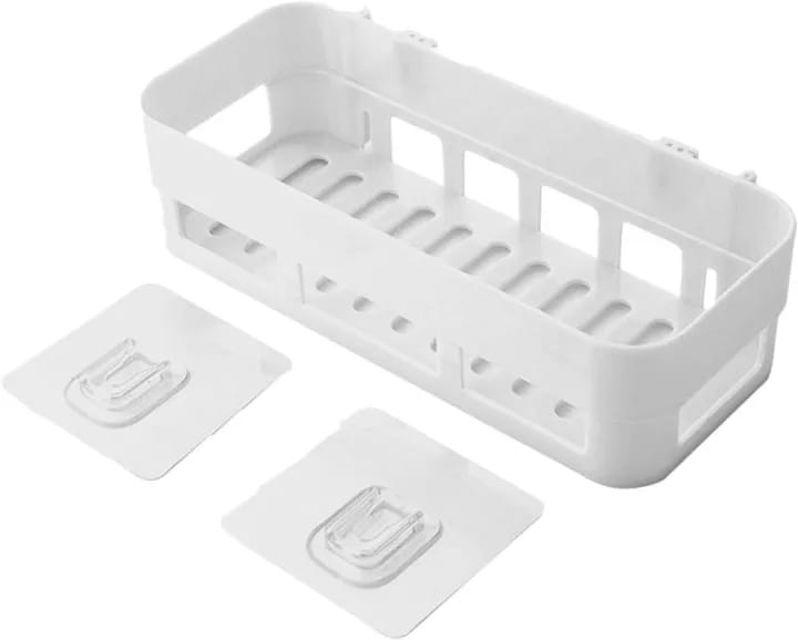 1 Piece Plastic Bathroom Kitchen Storage Organize Shelf Rack Bathroom Shelves Shower Caddy Basket with Wall Mounted - image 4