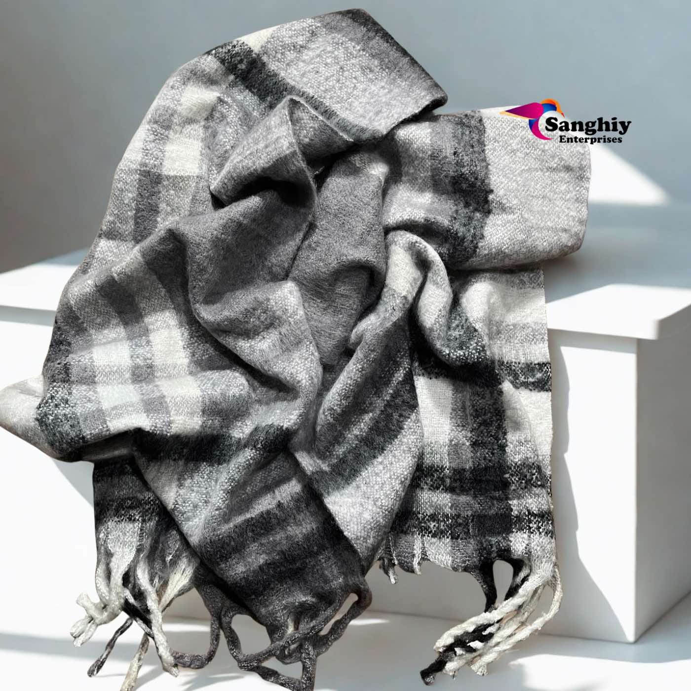 Large Chunky Plaid Scarf Checked Colorful Oversized Scarves Soft Big Cashmere Wool Thick Winter Warm Blanket For Unisex - Instant Warm - image 2
