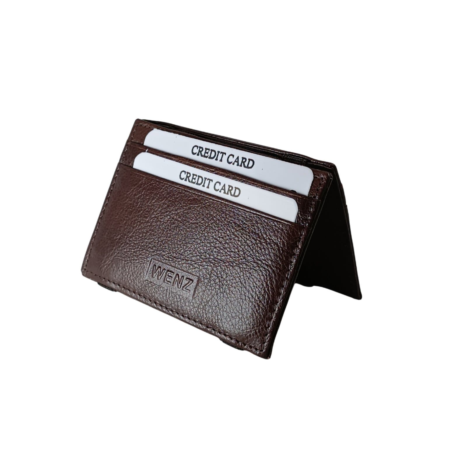 High Finish Glossy Slim Pocket Wallet With Magic Money Clip & Card Holders, Genuine Leather - Magical Flip For Men -Thin (Brown) - image 2