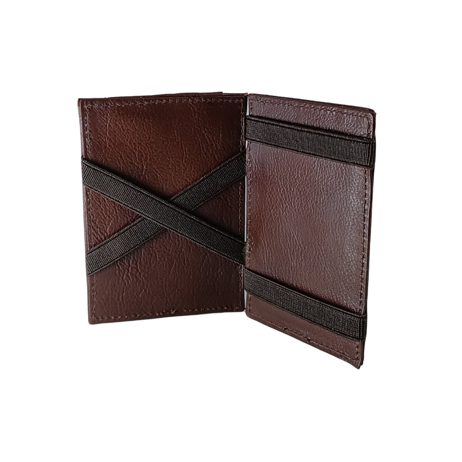High Finish Glossy Slim Pocket Wallet With Magic Money Clip & Card Holders, Genuine Leather - Magical Flip For Men -Thin (Brown) - image 3