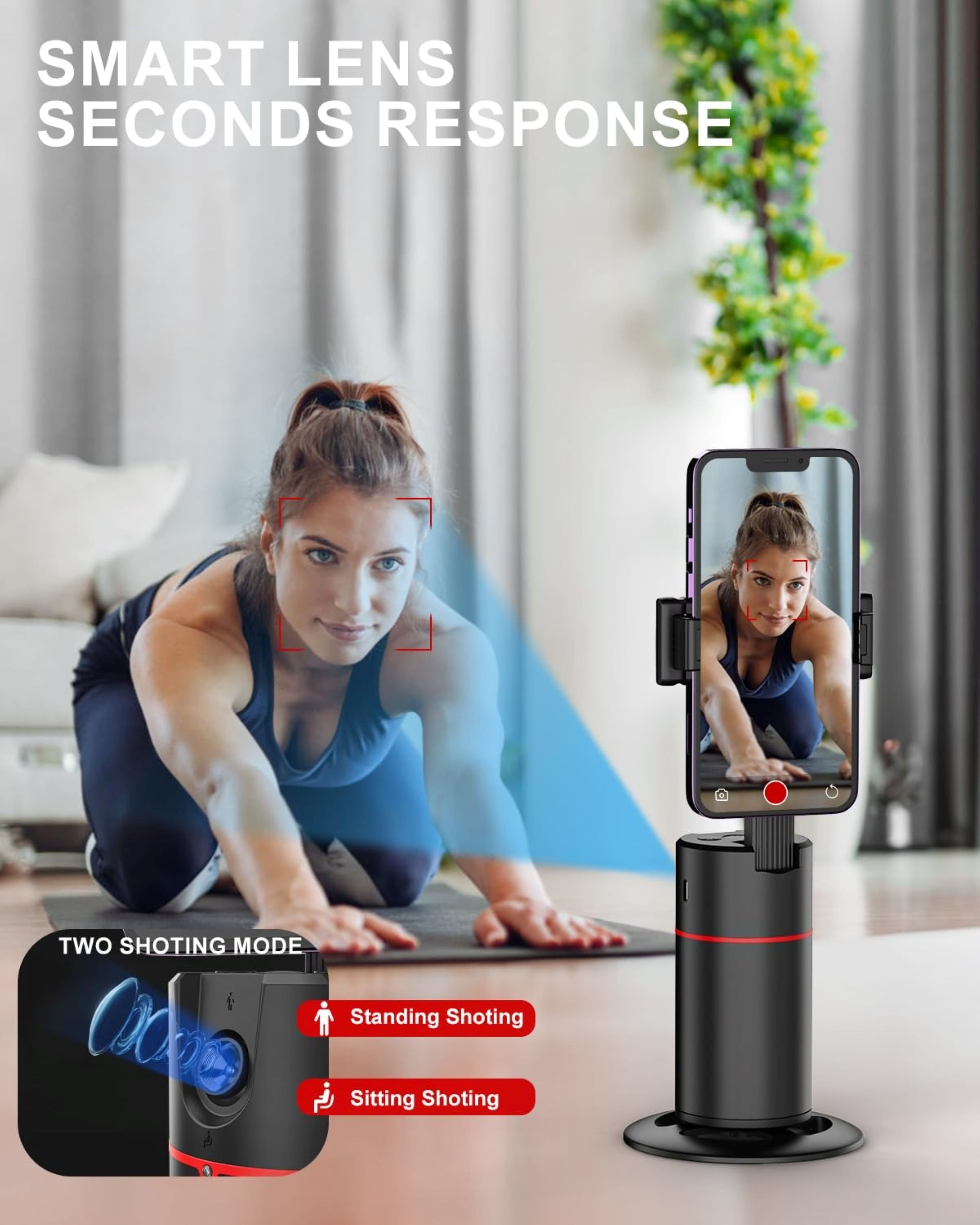 Q12 Smart Tracker 360 Degree AI Auto Face Shooting Stabilizer Live Mobile Desktop Tripod Stand Gimbal Stabilizer - image 5