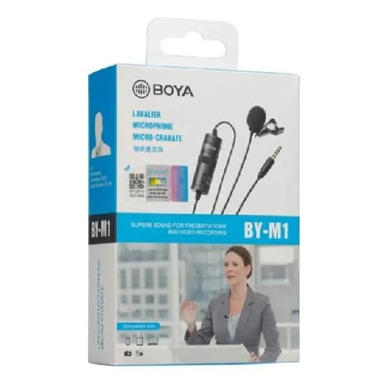 Boya-M1 Mic (By-M1) Condenser Microphone, Lavalier, Omni Directional Mic For Mobile, Pc And Dslr Camera
