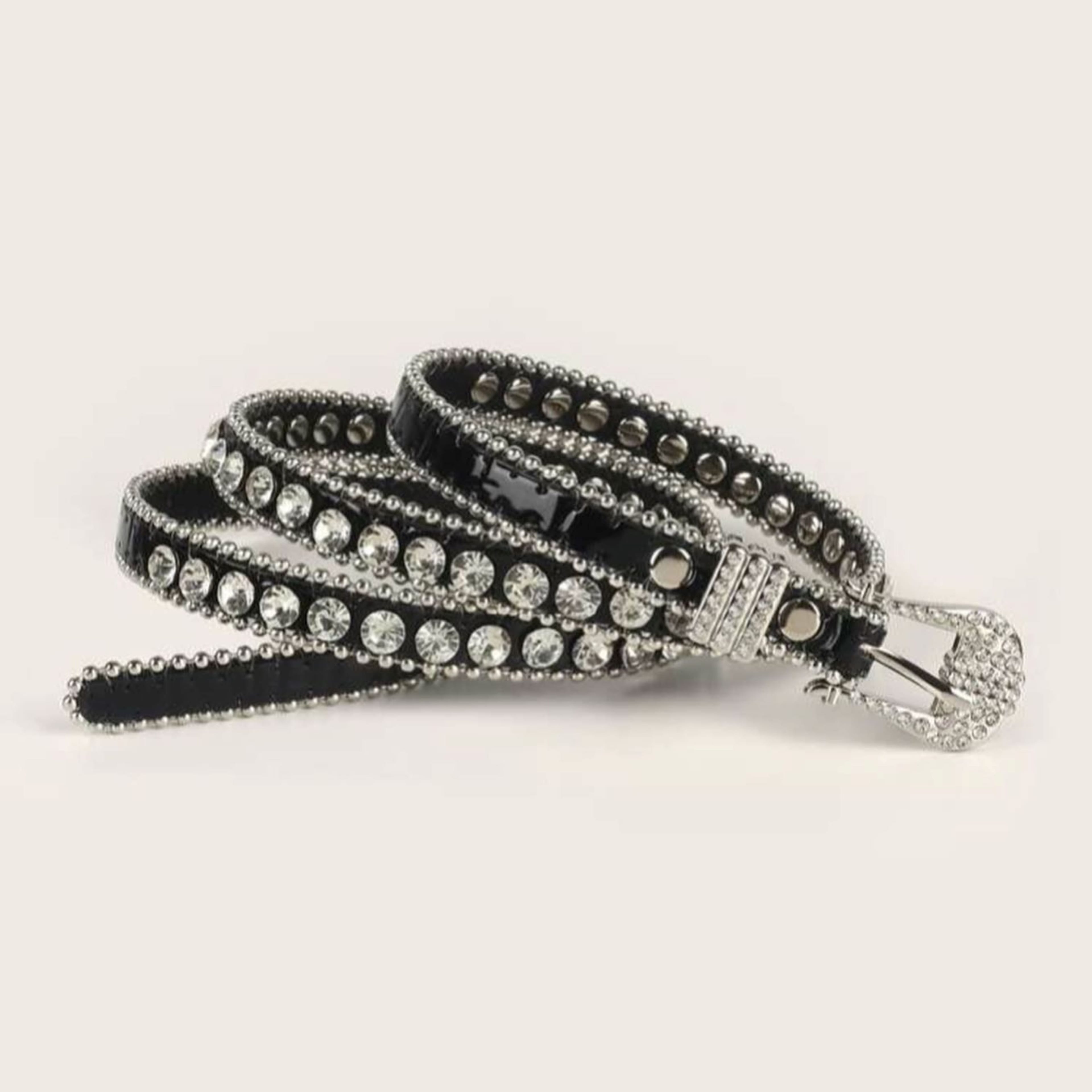 Women'S Ice Belt – PU And Metal Belt With Alloy Pin Buckle, 111cm, Black - image 1