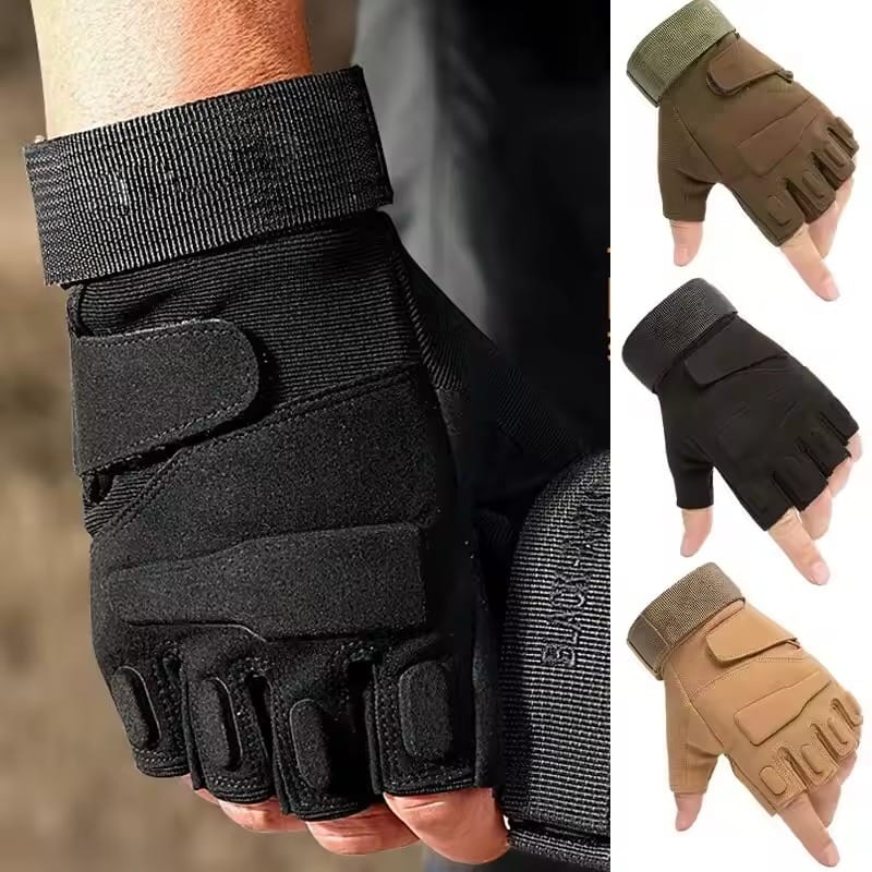 Black - Hawk Half Finger Gloves Men's Military Fans Outdoor Gloves Fitness Fingerless Sports Riding Gloves - image 4