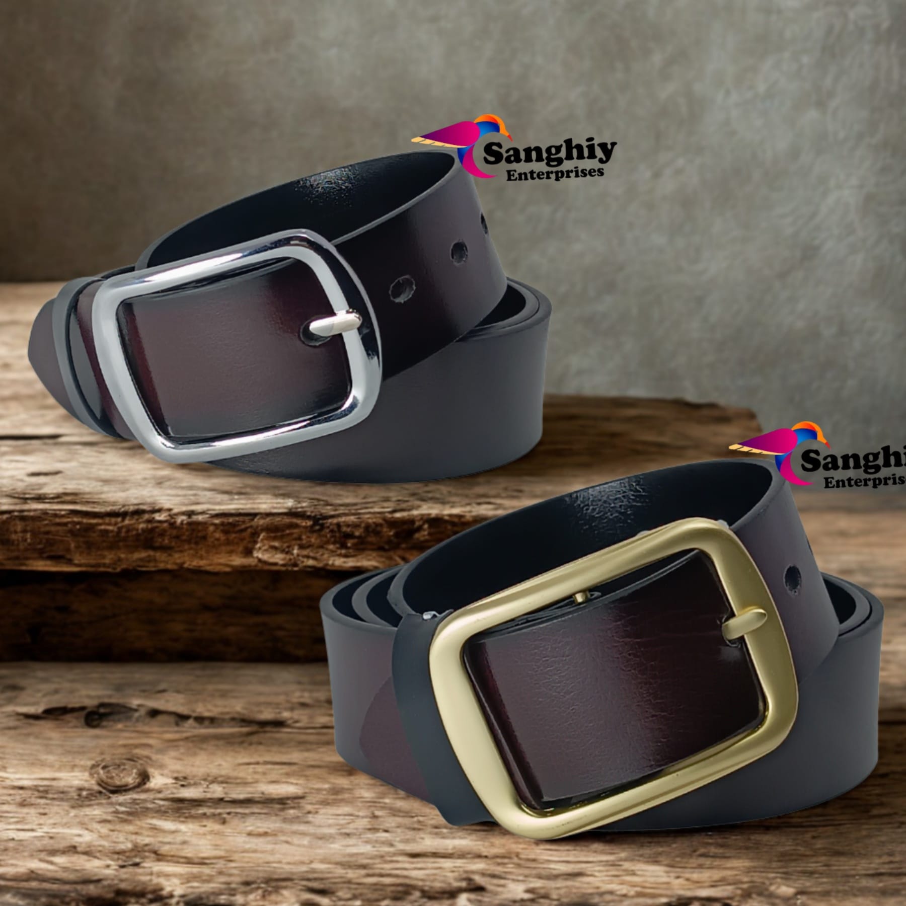 Two Side Reversible Colour Buckle Belt For Men - image 1